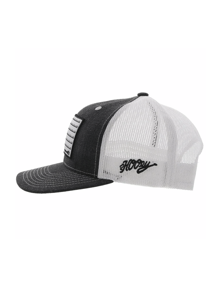 Hooey 2210T-CHWH Liberty Roper Trucker Hat Charcoal White front-side view. If you need any assistance with this item or the purchase of this item please call us at five six one seven four eight eight eight zero one Monday through Saturday 10:00a.m EST to 8:00 p.m EST