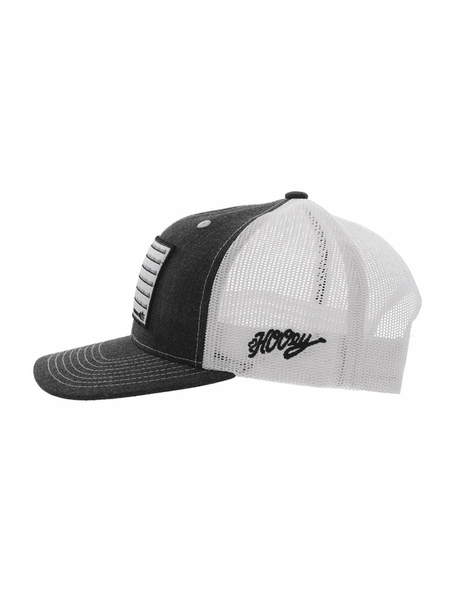 Hooey 2210T-CHWH Liberty Roper Trucker Hat Charcoal White left side view. If you need any assistance with this item or the purchase of this item please call us at five six one seven four eight eight eight zero one Monday through Saturday 10:00a.m EST to 8:00 p.m EST