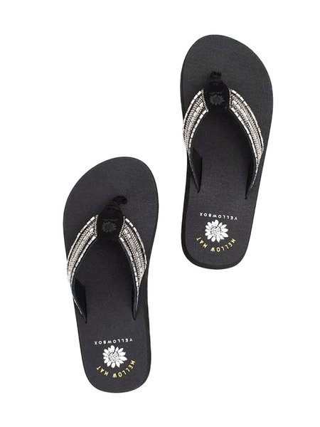 Yellow Box 52679 Womens Nazene Flip Flop Sandals Black view from above. If you need any assistance with this item or the purchase of this item please call us at five six one seven four eight eight eight zero one Monday through Saturday 10:00a.m EST to 8:00 p.m EST