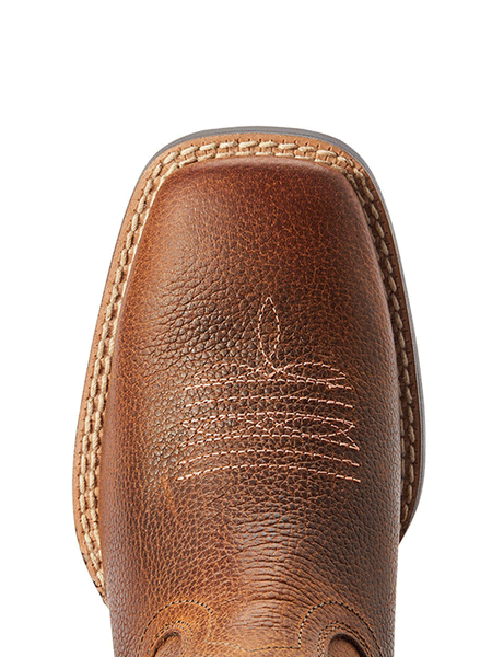 Ariat 10042413 Kids Firecatcher Western Boot Rowdy Brown toe view from above. If you need any assistance with this item or the purchase of this item please call us at five six one seven four eight eight eight zero one Monday through Saturday 10:00a.m EST to 8:00 p.m EST