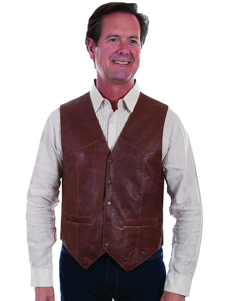 Scully 1035-60 Mens Western Vintage Lamb Vest Brown front view. If you need any assistance with this item or the purchase of this item please call us at five six one seven four eight eight eight zero one Monday through Saturday 10:00a.m EST to 8:00 p.m EST