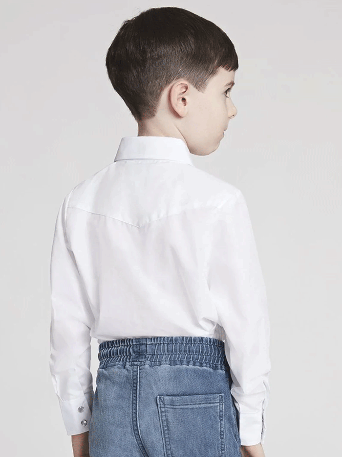 Ely Cattleman 15101132 Kids Long Sleeve Solid Western Shirt White front view. If you need any assistance with this item or the purchase of this item please call us at five six one seven four eight eight eight zero one Monday through Saturday 10:00a.m EST to 8:00 p.m EST