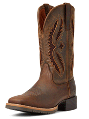 Ariat 10040411 Womens Hybrid Rancher VentTek 360° Western Boot Distressed Tan front and side view. If you need any assistance with this item or the purchase of this item please call us at five six one seven four eight eight eight zero one Monday through Saturday 10:00a.m EST to 8:00 p.m EST