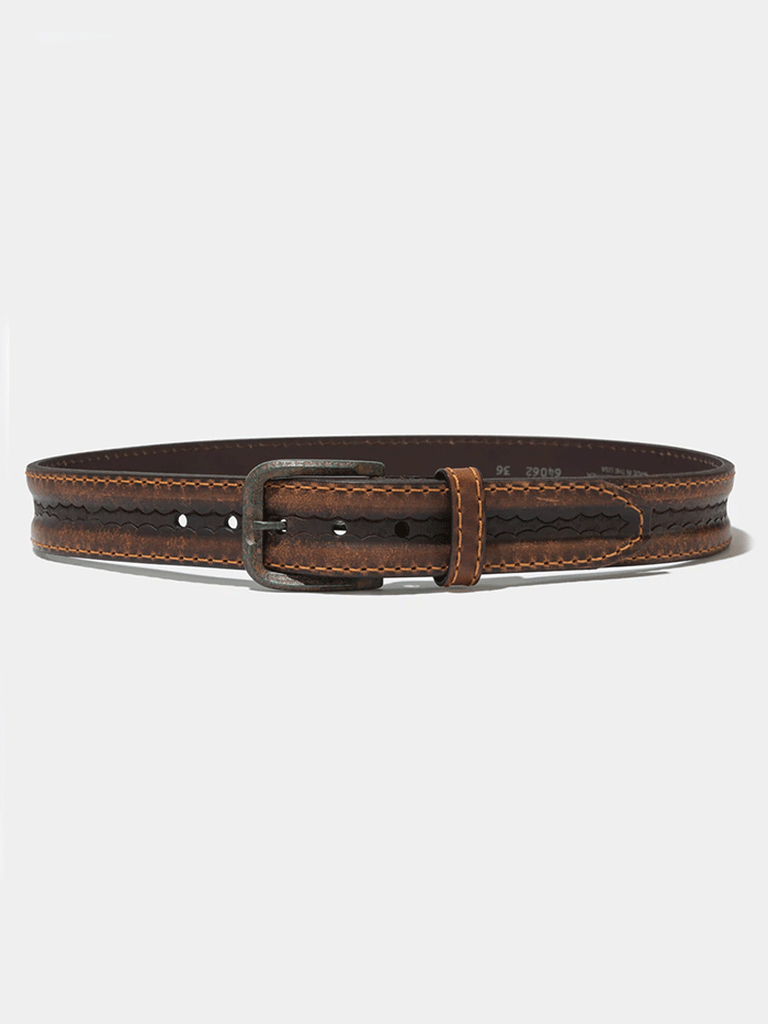 Vintage Bison VB-64062 Mens Big Timber Leather Belt Mocha front view. If you need any assistance with this item or the purchase of this item please call us at five six one seven four eight eight eight zero one Monday through Saturday 10:00a.m EST to 8:00 p.m EST