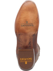 Dan Post DP3230 Mens Simon Tapered Leather Boot Brown sole view. If you need any assistance with this item or the purchase of this item please call us at five six one seven four eight eight eight zero one Monday through Saturday 10:00a.m EST to 8:00 p.m EST