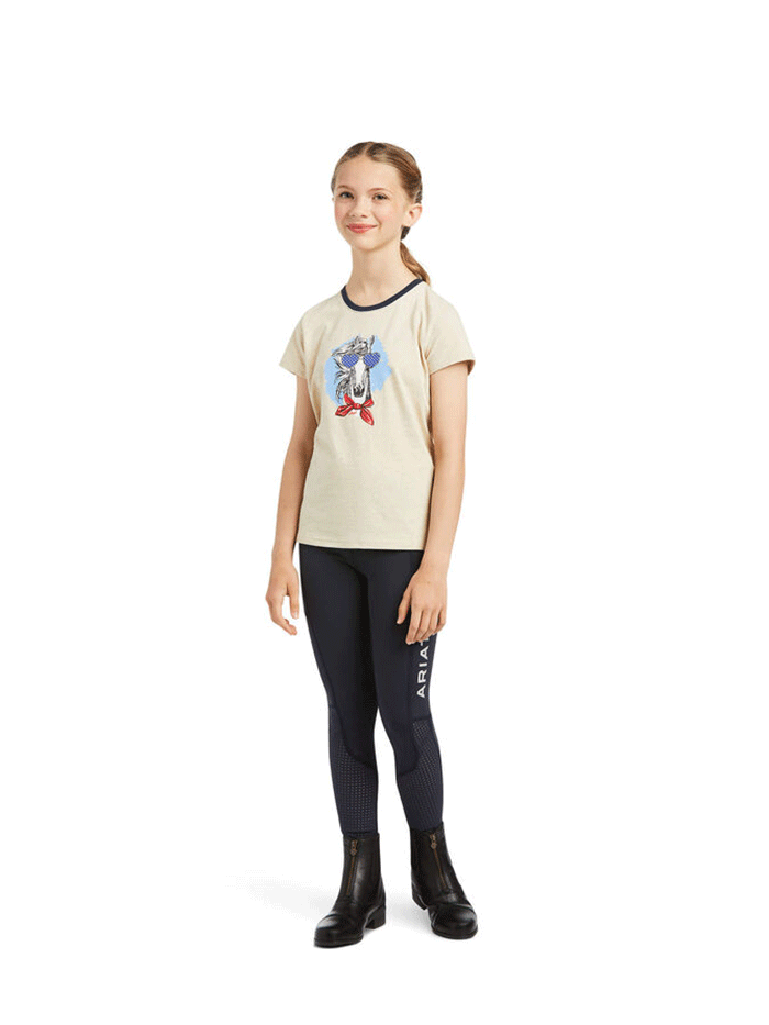 Ariat 10039648 Kids Fabulous T-Shirt Oatmeal Heather front view. If you need any assistance with this item or the purchase of this item please call us at five six one seven four eight eight eight zero one Monday through Saturday 10:00a.m EST to 8:00 p.m EST