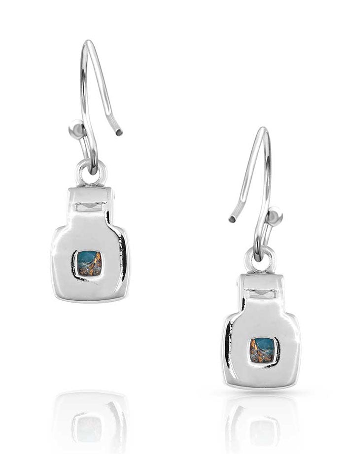 Montana Silversmiths ER5178 Womens Golden Rush Turquoise Earrings Silver front view. If you need any assistance with this item or the purchase of this item please call us at five six one seven four eight eight eight zero one Monday through Saturday 10:00a.m EST to 8:00 p.m EST