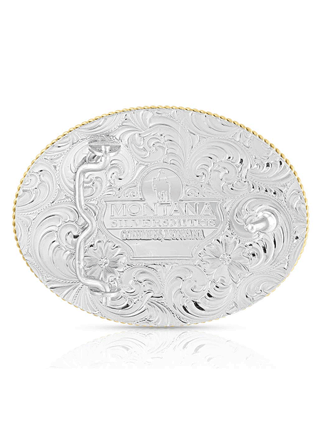 Montana Silversmiths G6128-528 Bull Rider Buckle back view. If you need any assistance with this item or the purchase of this item please call us at five six one seven four eight eight eight zero one Monday through Saturday 10:00a.m EST to 8:00 p.m EST