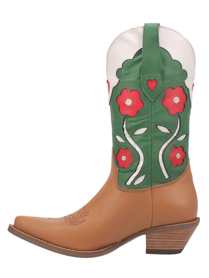 Dingo DI918 Womens Coming Up Roses Boot Camel front-side view. If you need any assistance with this item or the purchase of this item please call us at five six one seven four eight eight eight zero one Monday through Saturday 10:00a.m EST to 8:00 p.m EST