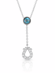 Montana Silversmiths NC5157 Womens Infinite Luck Turquoise Pendant Necklace Silver front view. If you need any assistance with this item or the purchase of this item please call us at five six one seven four eight eight eight zero one Monday through Saturday 10:00a.m EST to 8:00 p.m EST