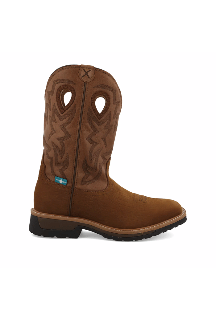 MLCWW05 Mens Waterproof Lite Western Work Boot Brown front and side view. If you need any assistance with this item or the purchase of this item please call us at five six one seven four eight eight eight zero one Monday through Saturday 10:00a.m EST to 8:00 p.m EST