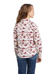 Ariat 10039507 Girls Snap LS Shirt Yuma Landscape Print back view. If you need any assistance with this item or the purchase of this item please call us at five six one seven four eight eight eight zero one Monday through Saturday 10:00a.m EST to 8:00 p.m EST