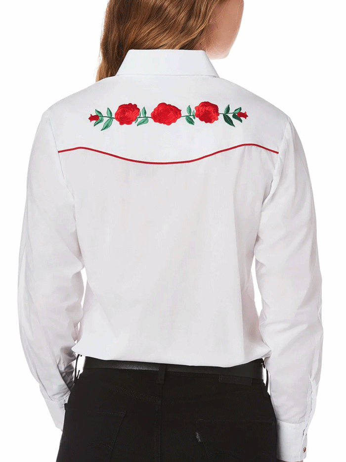 Ely Cattleman 15303801 06 Womens Red Rose Embroidery Long Sleeve