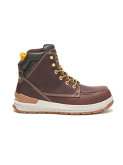Caterpillar P91402 Mens Impact Waterproof Carbon Composite Toe Work Boot Friar Brown outter side view. If you need any assistance with this item or the purchase of this item please call us at five six one seven four eight eight eight zero one Monday through Saturday 10:00a.m EST to 8:00 p.m EST