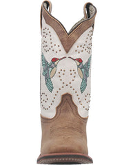 Laredo 5900 Womens Brillant Hummingbird Leather Boot Tan And White front view. If you need any assistance with this item or the purchase of this item please call us at five six one seven four eight eight eight zero one Monday through Saturday 10:00a.m EST to 8:00 p.m EST