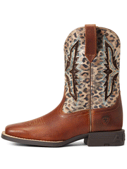 Ariat 10040258 Youth Koel VentTek Western Boot Metallic Leopard Spiced Cider side view. If you need any assistance with this item or the purchase of this item please call us at five six one seven four eight eight eight zero one Monday through Saturday 10:00a.m EST to 8:00 p.m EST