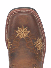 Dan Post DPC2942 DPC3942 Kids Gardenia Floral Western Boots Honey toe view from above. If you need any assistance with this item or the purchase of this item please call us at five six one seven four eight eight eight zero one Monday through Saturday 10:00a.m EST to 8:00 p.m EST