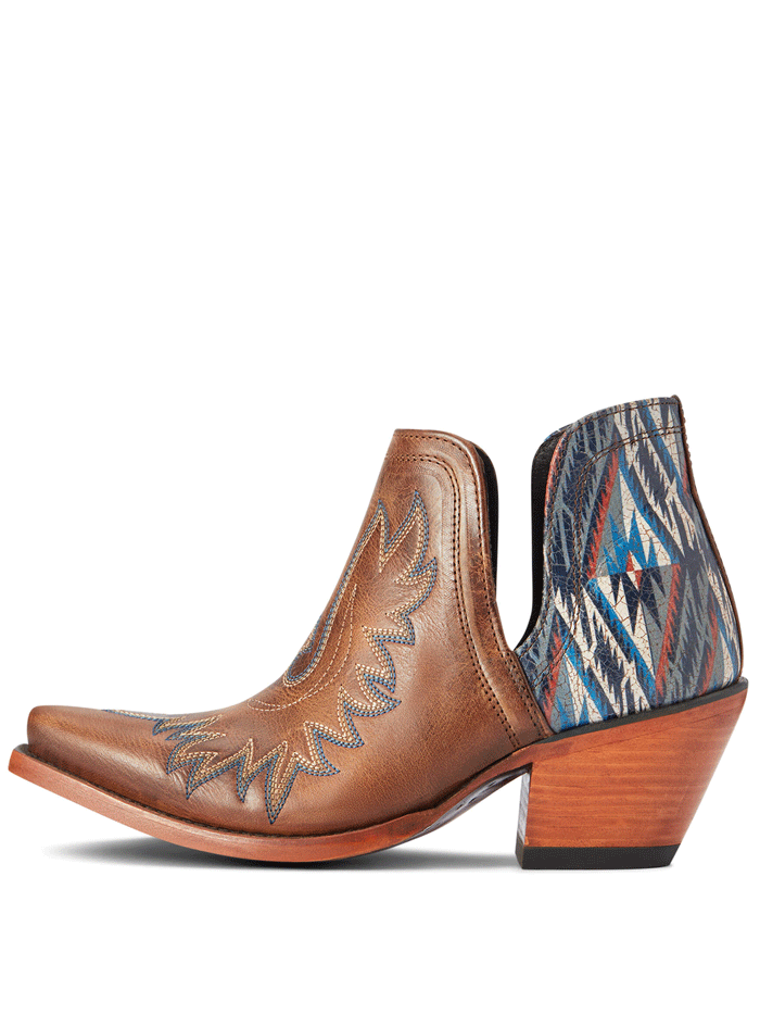 Ariat 10042579 Womens Dixon Chimayo Western Boot Fiery Tan front and outter side view. If you need any assistance with this item or the purchase of this item please call us at five six one seven four eight eight eight zero one Monday through Saturday 10:00a.m EST to 8:00 p.m EST