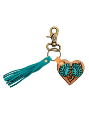 Myra Bag S-6911 Womens Tungsten Hand Tooled Leather Keyfob Turquoise front view. If you need any assistance with this item or the purchase of this item please call us at five six one seven four eight eight eight zero one Monday through Saturday 10:00a.m EST to 8:00 p.m EST