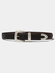 Vintage Bison VB-7011 Mens Dalton Leather Belt Chocolate full view. If you need any assistance with this item or the purchase of this item please call us at five six one seven four eight eight eight zero one Monday through Saturday 10:00a.m EST to 8:00 p.m EST