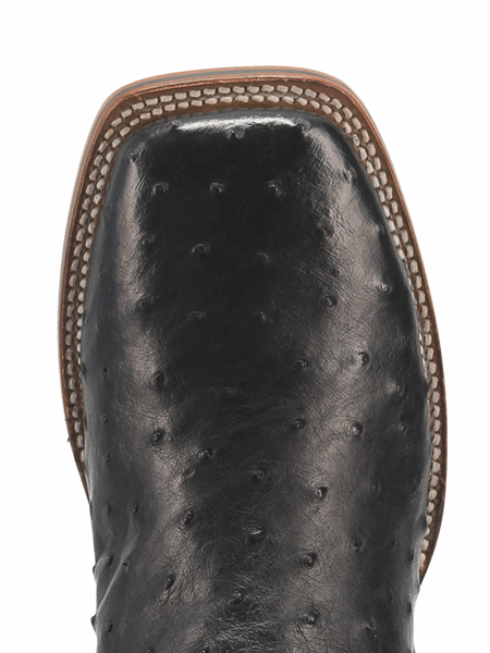 Dan Post DP4873 Mens Alamosa Full Quill Ostrich Square Toe Boot Black toe view from above. If you need any assistance with this item or the purchase of this item please call us at five six one seven four eight eight eight zero one Monday through Saturday 10:00a.m EST to 8:00 p.m EST