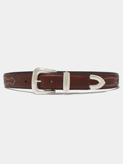 Vintage Bison VB-7012 Mens Dalton Leather Belt Saddle full front view. If you need any assistance with this item or the purchase of this item please call us at five six one seven four eight eight eight zero one Monday through Saturday 10:00a.m EST to 8:00 p.m EST