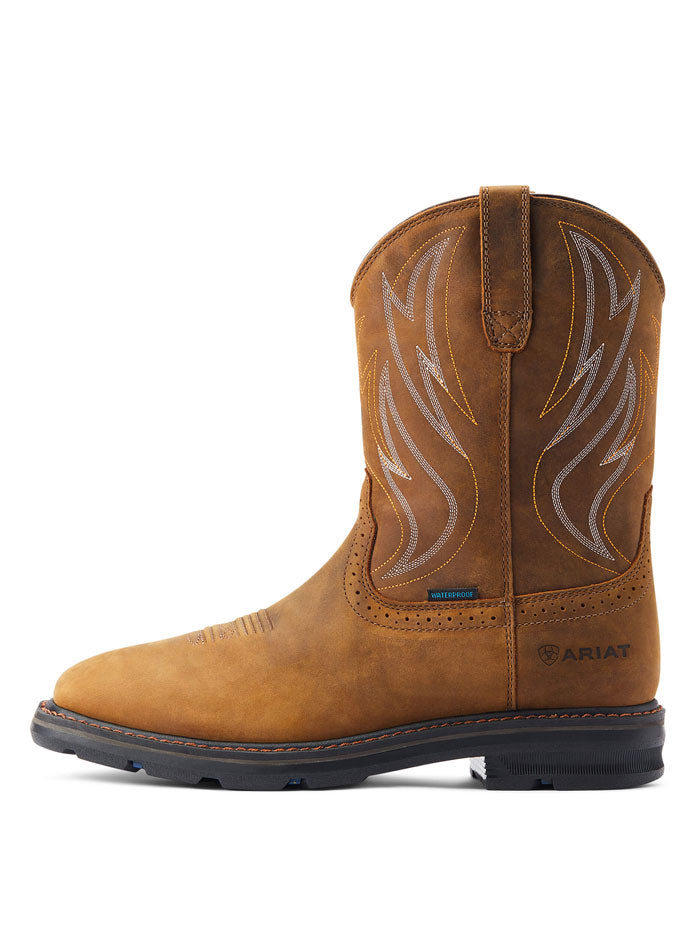 Ariat 10044545 Mens Sierra Shock Shield Waterproof Work Boot Distressed  Brown
