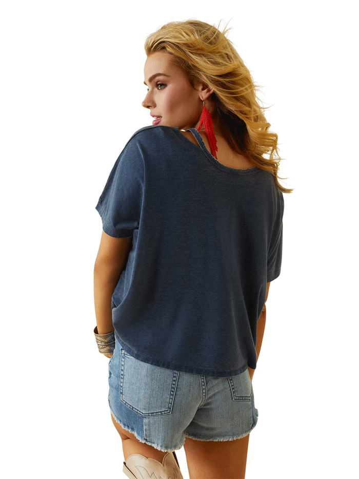 Ariat 10043882 Womens Francesca Top Deep Petroleum front view. If you need any assistance with this item or the purchase of this item please call us at five six one seven four eight eight eight zero one Monday through Saturday 10:00a.m EST to 8:00 p.m EST