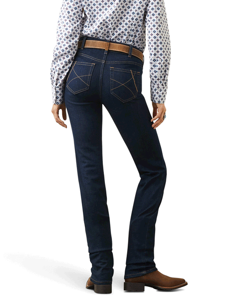 Ariat 10042224 Womens REAL Perfect Rise Ella Straight Jean Rinse back view. If you need any assistance with this item or the purchase of this item please call us at five six one seven four eight eight eight zero one Monday through Saturday 10:00a.m EST to 8:00 p.m EST