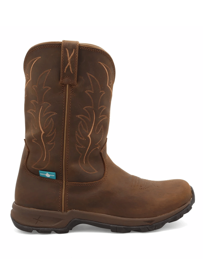 Twisted X WHKBW01 Womens Waterproof Pull On Hiker Boot Distressed Saddle side and front view. If you need any assistance with this item or the purchase of this item please call us at five six one seven four eight eight eight zero one Monday through Saturday 10:00a.m EST to 8:00 p.m EST
