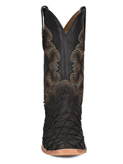 Corral A4339 Mens Pirarucu Fish Embroidery Boot Black front view. If you need any assistance with this item or the purchase of this item please call us at five six one seven four eight eight eight zero one Monday through Saturday 10:00a.m EST to 8:00 p.m EST