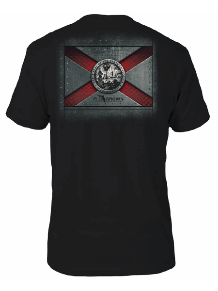 FloGrown FGM-1505 3D Steel Flag Tee Black back view. If you need any assistance with this item or the purchase of this item please call us at five six one seven four eight eight eight zero one Monday through Saturday 10:00a.m EST to 8:00 p.m EST