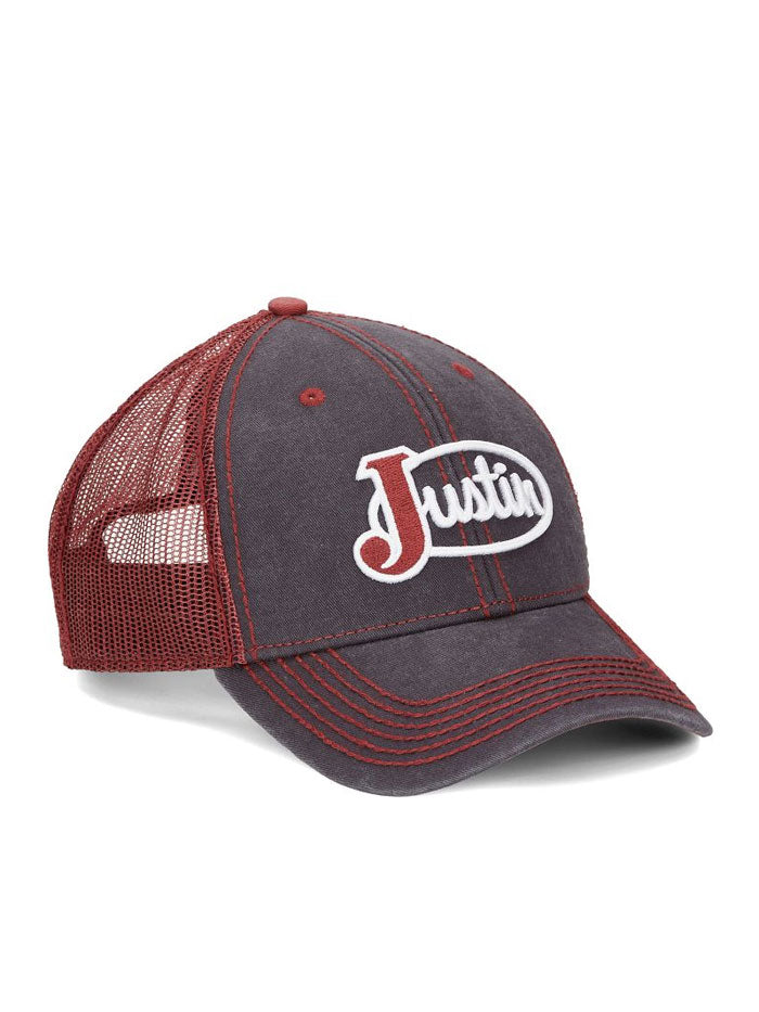 Justin JCBC724-NVY Classic Logo Mesh Back Cap Navy front view. If you need any assistance with this item or the purchase of this item please call us at five six one seven four eight eight eight zero one Monday through Saturday 10:00a.m EST to 8:00 p.m EST