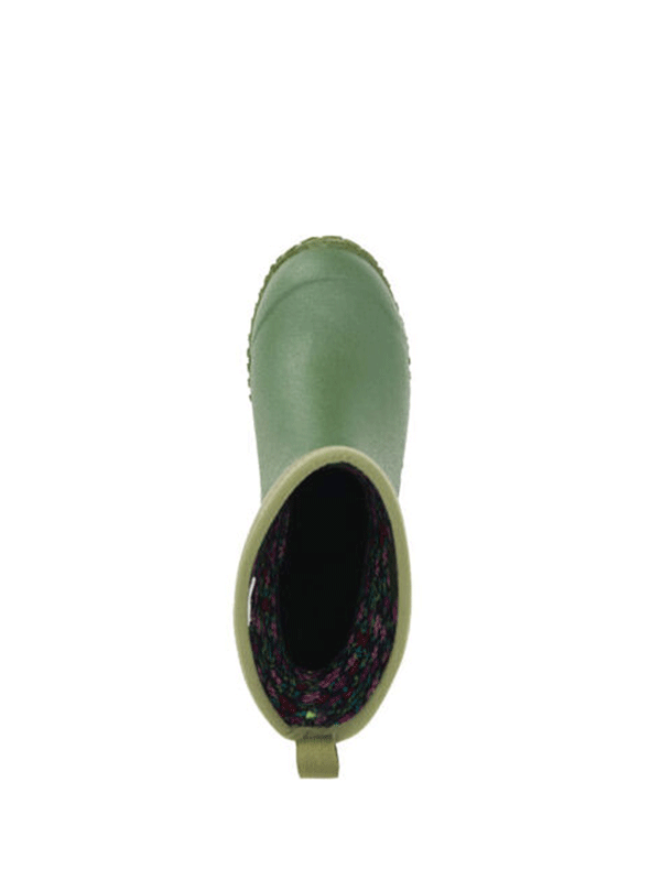 Muck WM2-333T Womens Muckster II Mid Boot Green/Floral side view. If you need any assistance with this item or the purchase of this item please call us at five six one seven four eight eight eight zero one Monday through Saturday 10:00a.m EST to 8:00 p.m EST