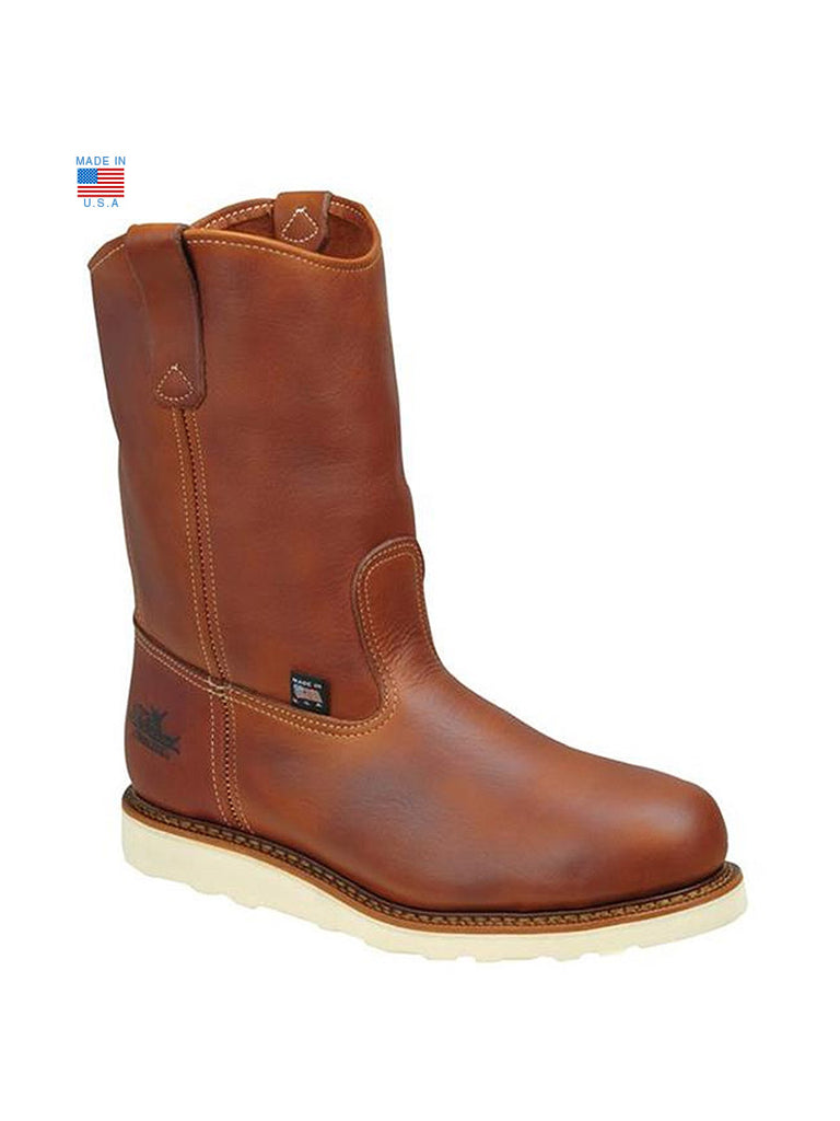 Thorogood 804-4205 Mens American Heritage Wellington Safety Toe Boot Tobacco front and side view.  If you need any assistance with this item or the purchase of this item please call us at five six one seven four eight eight eight zero one Monday through Saturday 10:00a.m EST to 8:00 p.m EST