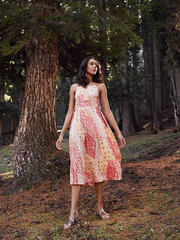 Myra Bag S-6309 Womens Frutics Dress Pink on model outdoors. If you need any assistance with this item or the purchase of this item please call us at five six one seven four eight eight eight zero one Monday through Saturday 10:00a.m EST to 8:00 p.m EST