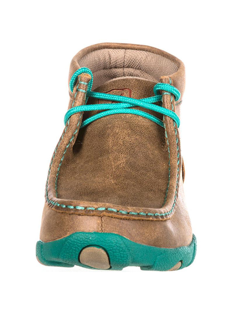 Twisted X WDM0020 Womens Driving Mocs D-Toe Brown front and side view. If you need any assistance with this item or the purchase of this item please call us at five six one seven four eight eight eight zero one Monday through Saturday 10:00a.m EST to 8:00 p.m EST