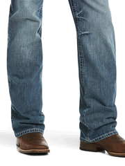 Ariat 10017511 Mens M4 Low Rise Coltrane Boot Cut Jean Durango leg close up. If you need any assistance with this item or the purchase of this item please call us at five six one seven four eight eight eight zero one Monday through Saturday 10:00a.m EST to 8:00 p.m EST