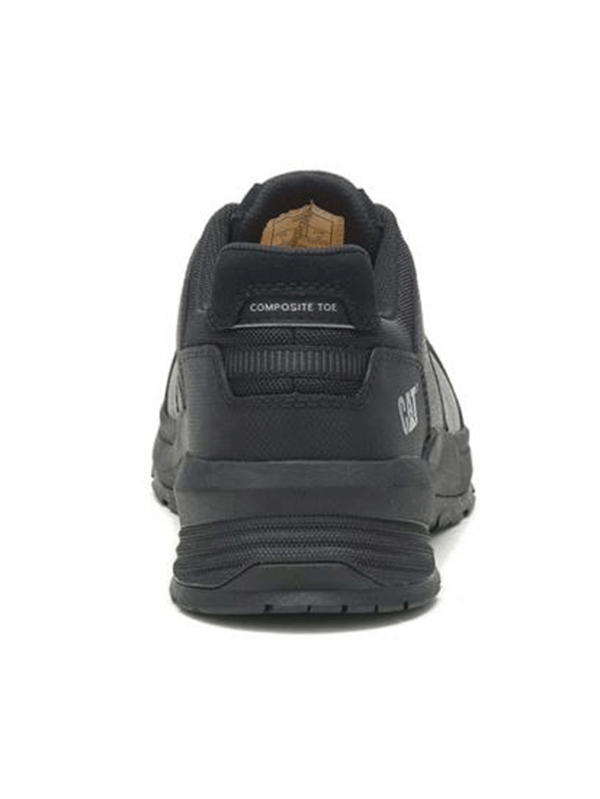 Caterpillar P91351 Mens Streamline 2.0 Leather Composite Toe Black front-side view. If you need any assistance with this item or the purchase of this item please call us at five six one seven four eight eight eight zero one Monday through Saturday 10:00a.m EST to 8:00 p.m EST