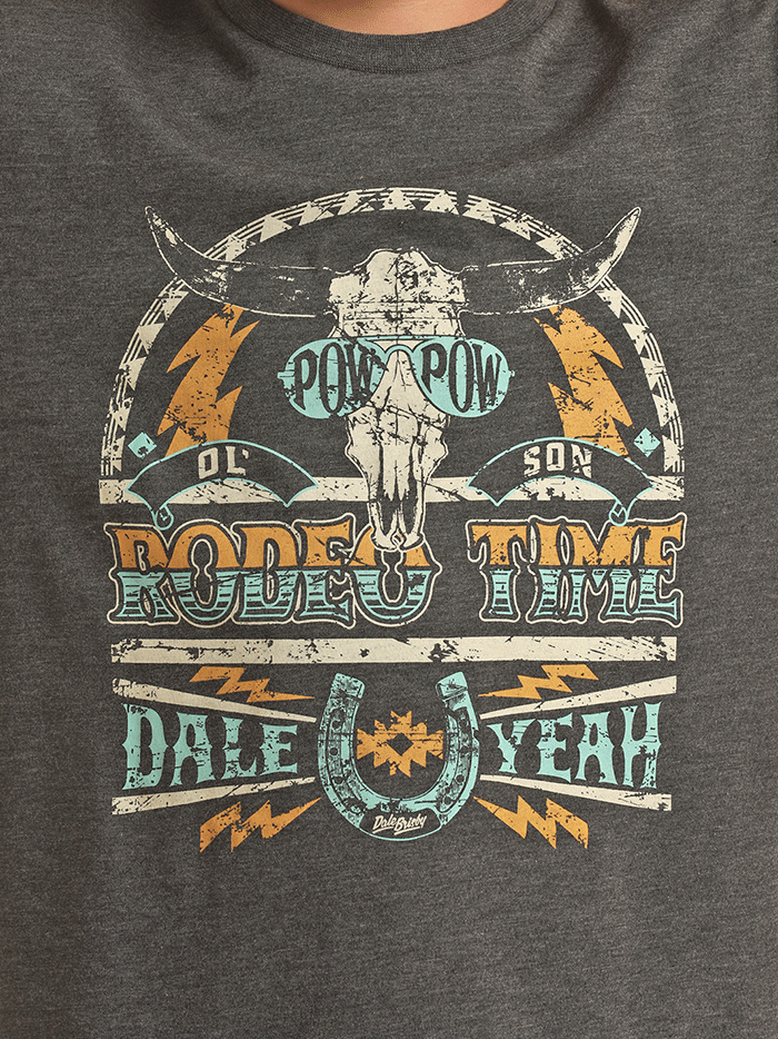 Rock & Roll Denim P3T3364 Kids Dale Brisby Rodeo Time Tee Charcoal front view