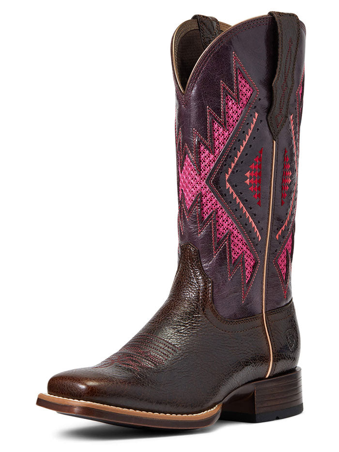 Ariat 10040378 Womens Sienna VentTek 360 Western Boot Chocolate Chip side and front view of pair. If you need any assistance with this item or the purchase of this item please call us at five six one seven four eight eight eight zero one Monday through Saturday 10:00a.m EST to 8:00 p.m EST