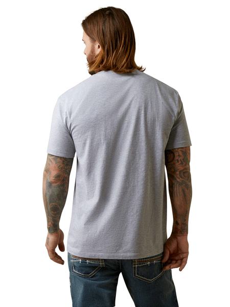 Ariat 10044011 Mens Roper Western Aloha T-Shirt Heather Grey back view. If you need any assistance with this item or the purchase of this item please call us at five six one seven four eight eight eight zero one Monday through Saturday 10:00a.m EST to 8:00 p.m EST