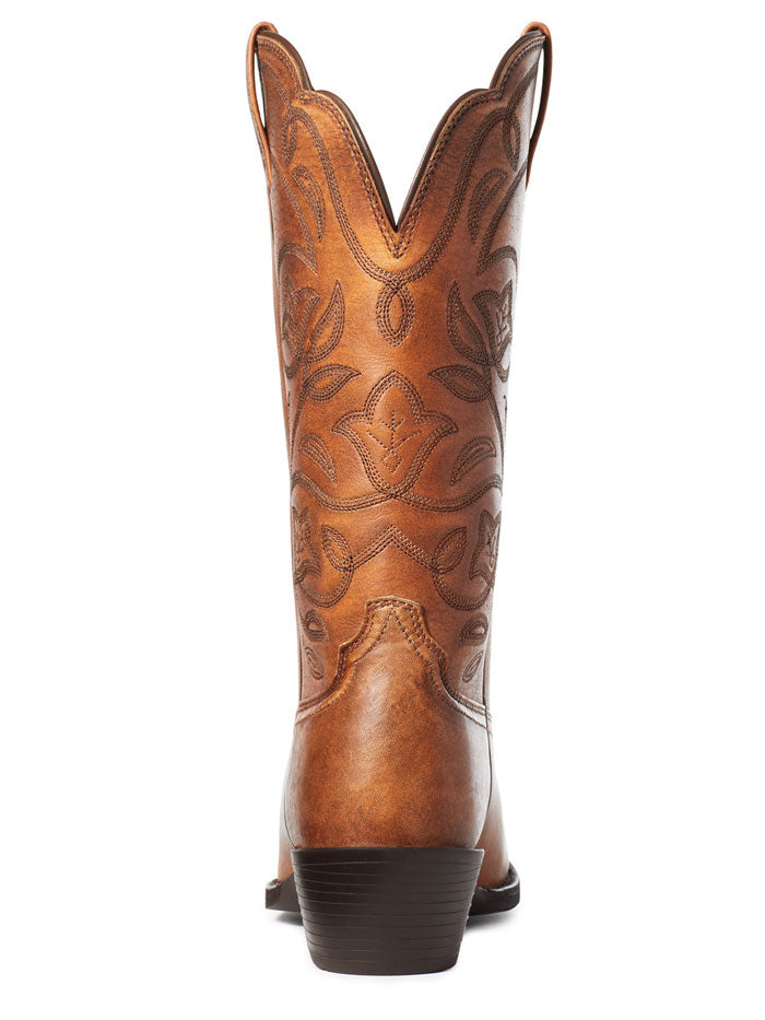 Ariat 10035999 Womens Heritage Western R Toe Boot Copper Brown side and front view. If you need any assistance with this item or the purchase of this item please call us at five six one seven four eight eight eight zero one Monday through Saturday 10:00a.m EST to 8:00 p.m EST