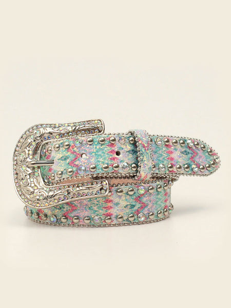 Angel Ranch D130001997 Kids Southwestern Glitter Stones Belt Multicolored front view. If you need any assistance with this item or the purchase of this item please call us at five six one seven four eight eight eight zero one Monday through Saturday 10:00a.m EST to 8:00 p.m EST