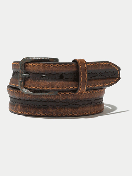 Vintage Bison VB-64062 Mens Big Timber Leather Belt Mocha front view. If you need any assistance with this item or the purchase of this item please call us at five six one seven four eight eight eight zero one Monday through Saturday 10:00a.m EST to 8:00 p.m EST