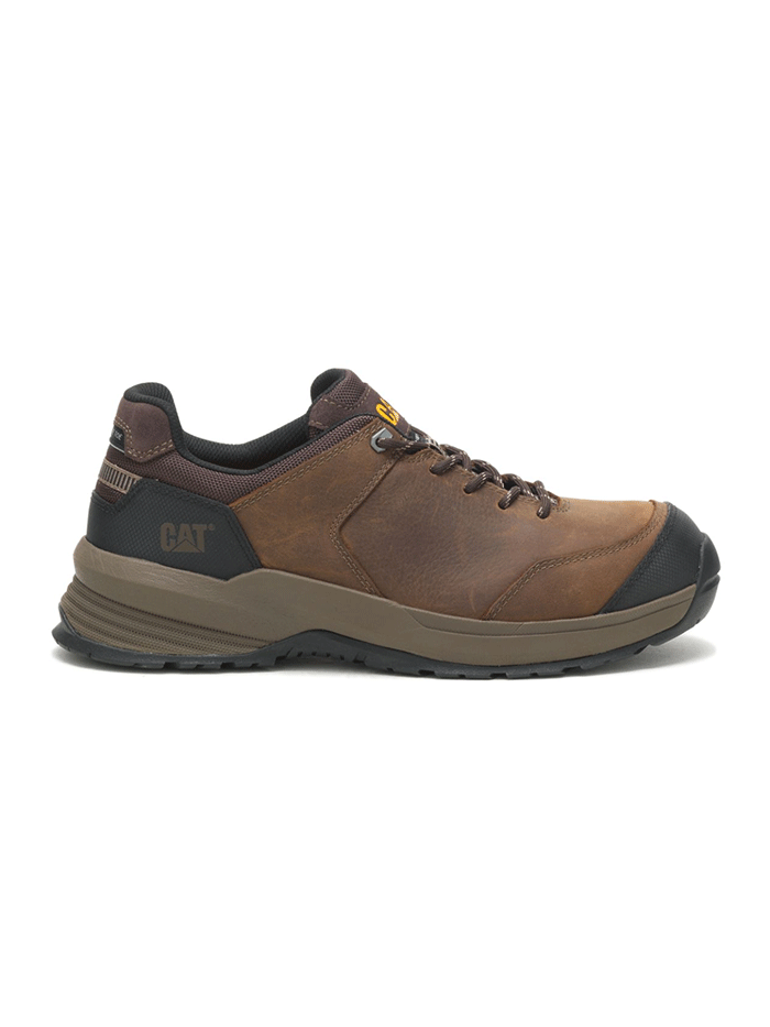 Caterpillar P91350 Mens Streamline 2.0 Leather Composite Toe Work Shoe Clay front- side view. If you need any assistance with this item or the purchase of this item please call us at five six one seven four eight eight eight zero one Monday through Saturday 10:00a.m EST to 8:00 p.m EST