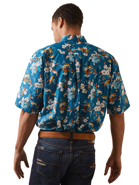 Ariat 10043867 Mens Keon Classic Fit Shirt Lyons Blue back view. If you need any assistance with this item or the purchase of this item please call us at five six one seven four eight eight eight zero one Monday through Saturday 10:00a.m EST to 8:00 p.m EST