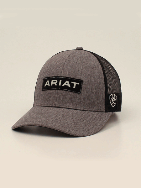 Ariat A300051006 Snap Back Cap Rectangle Logo Grey front view. If you need any assistance with this item or the purchase of this item please call us at five six one seven four eight eight eight zero one Monday through Saturday 10:00a.m EST to 8:00 p.m EST