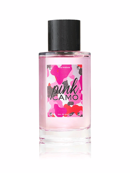 Tru Fragrance 94912 Womens Pink Camo Western Eau de Parfum front view of bottle. If you need any assistance with this item or the purchase of this item please call us at five six one seven four eight eight eight zero one Monday through Saturday 10:00a.m EST to 8:00 p.m EST