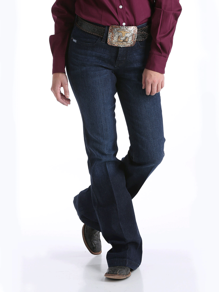 Cinch MJ81454071 Womens Slim Fit Lynden Jean Indigo side view. If you need any assistance with this item or the purchase of this item please call us at five six one seven four eight eight eight zero one Monday through Saturday 10:00a.m EST to 8:00 p.m EST